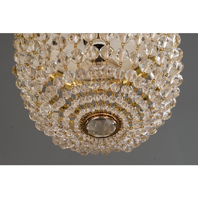 1920s Art Deco Ceiling Lamp with Cut Glass, Vienna, 1920s For Sale - Image 5 of 17