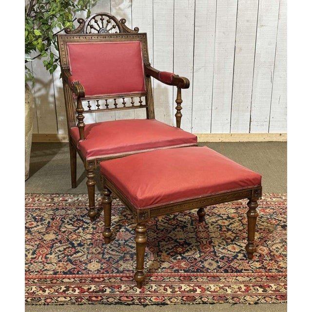 Set of Breton Armchair and Ottoman, 1930s For Sale - Image 11 of 16