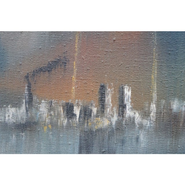 Mid 20th Century Charles Obas Rainy Haitian Village Scene Sailboats Figures Oil Painting 29" For Sale - Image 9 of 10
