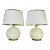 Vintage 1970s Cream & Gold Round Table Lamps, Pair For Sale