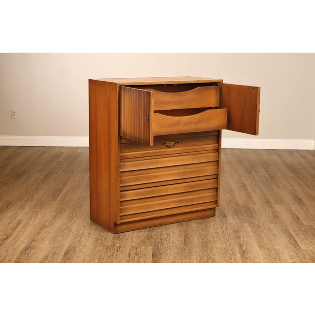 Wood American of Martinsville Mid Century Modern Walnut Tall Chest For Sale - Image 7 of 18