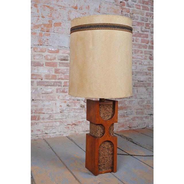 Art Deco Floor Lamp in Oak and Cork, Czech, 1920s For Sale - Image 3 of 11