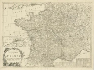 Antique Map of France with Inset Showing the Northern Departments
