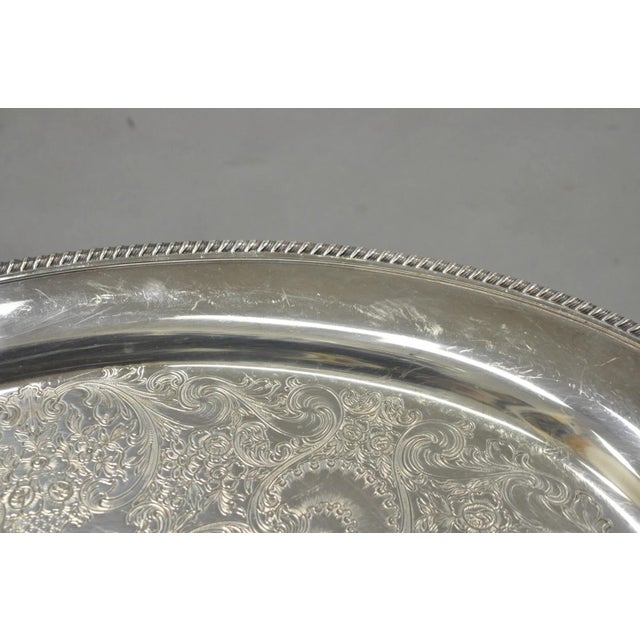 Vintage English Victorian Egw&s Silver Plated Oval Serving Platter Tray W/ Mono For Sale - Image 11 of 14