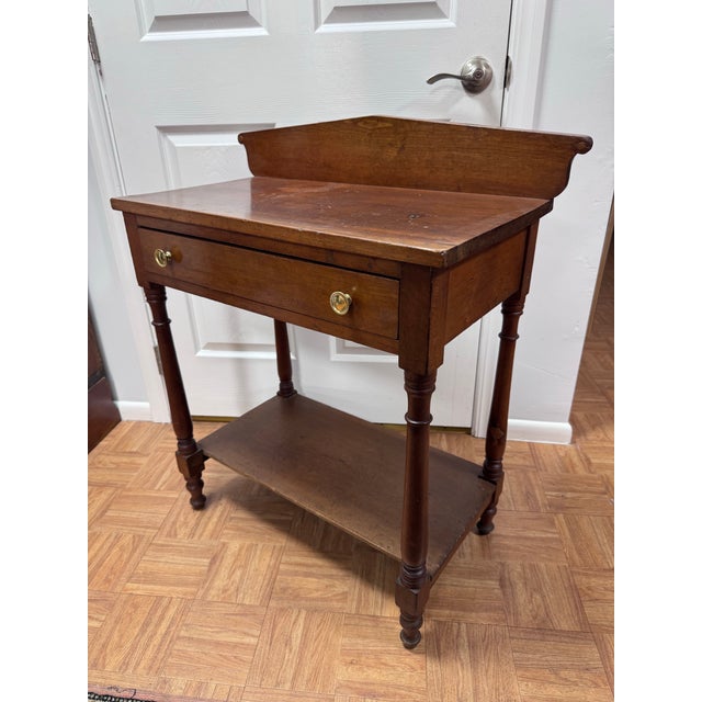 American Antique American Late Sheraton Cherry Washstand With Lower Shelf For Sale - Image 3 of 12