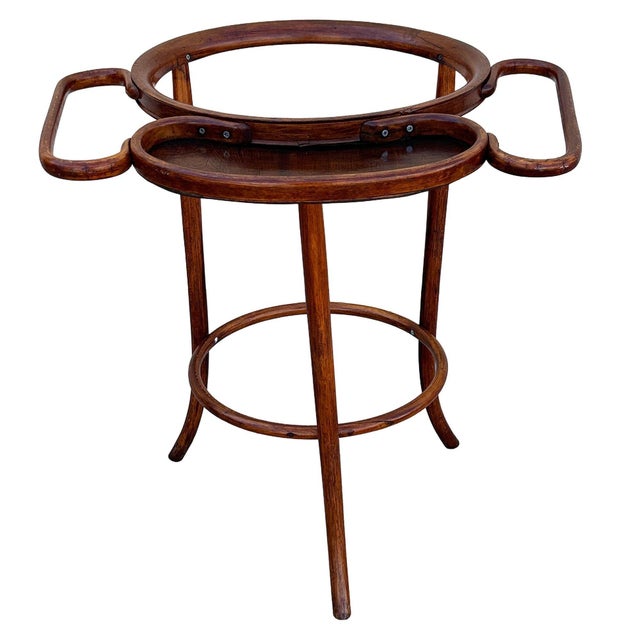 Victorian Vienna Secession Bent Oak Wash Shaving Stand by Thonet For Sale - Image 3 of 9