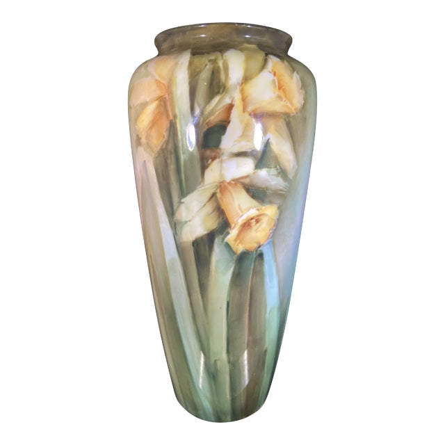 Floral Daffodil Hand Painted Vase, Artist Signed by Belleek For Sale