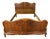 Vintage French Louis XVI Oak Double Bed Frame with Carved Headboard For Sale