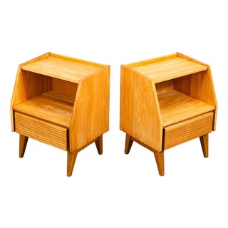 Mid Century Modern Nightstands Solid Oak Dillingham Drawers End Tables MCM For Sale