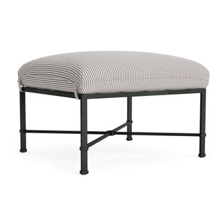 Brown Jordan Venetian Ottoman in Black Jade with Iron Stripe Cushions For Sale