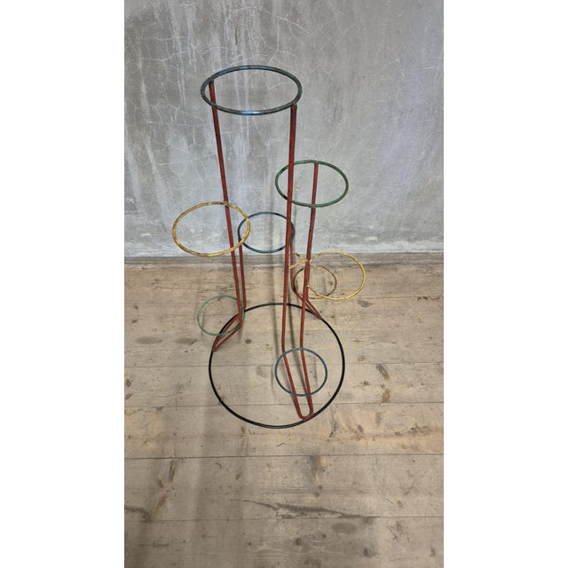 Vintage Multi-Tier Flower Stand in Painted Metal, Czechoslovakia, 1940s For Sale - Image 10 of 11