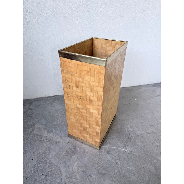 Woven Wicker and Brass Umbrella Stand from Metal Linea Nova, 1960s For Sale - Image 9 of 18