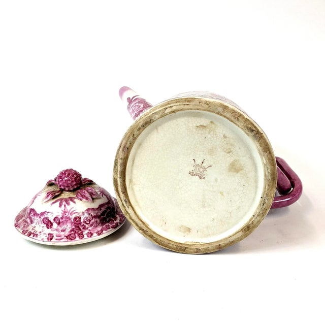 Ceramic Late 20th Century Hand-Painted Chinoiserie Porcelain Pitcher For Sale - Image 7 of 8