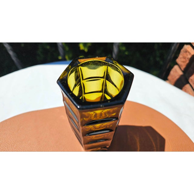 Hexagonal Olive Vase by Kupczyk Ząbkowice, 1970s For Sale - Image 3 of 6