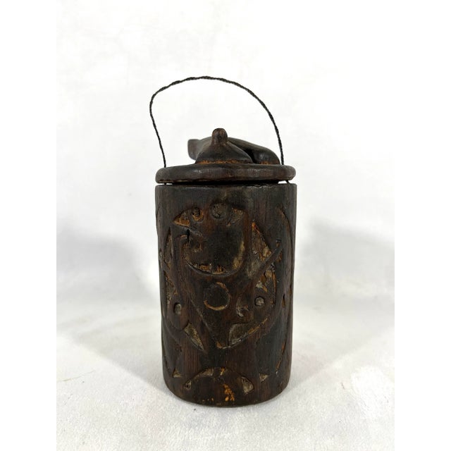 Tribal Primitive Asian Tribal Carved Wood Antique Storage Box (Dayak - Borneo) For Sale - Image 3 of 9