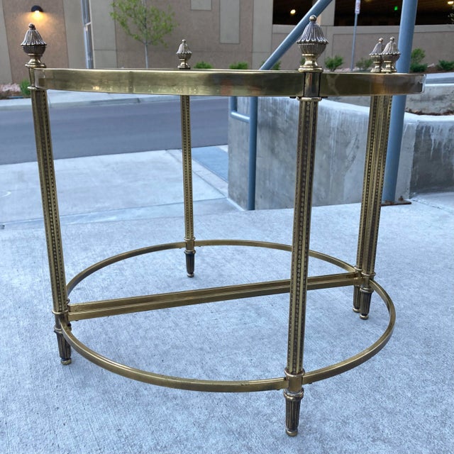 Maison Baguès Fine Pair of French Jansen Style Demi-Lune End Tables in Maison Baguès For Sale - Image 4 of 13