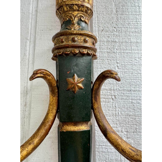 Vintage Palladio Federal Style Italian Cast Aluminum Wall Sconce For Sale - Image 4 of 7
