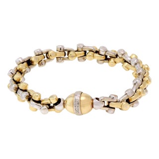 Braccio 14k Two Tone Hefty Stirrup Link Bracelet 76.6gr! For Sale