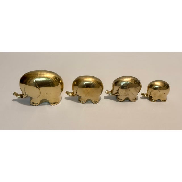 Dolbi Cashier 1970s Hollywood Regency "Pudgy" Brass Elephant Family by Turtle and Crane - Set of 4 For Sale - Image 4 of 8