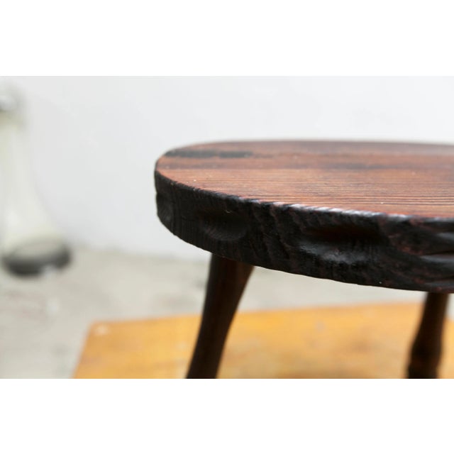 Mid-Century Modern Low Brutalist Wood Stool, 1950 For Sale - Image 3 of 13