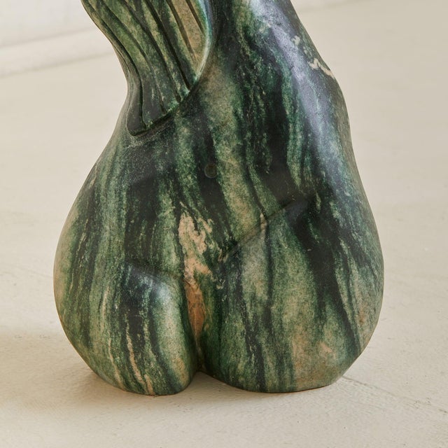 Vintage French Green Marble Female Form Sculpture For Sale - Image 14 of 18