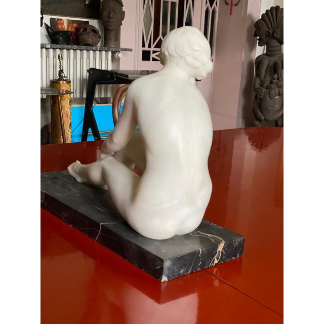 Morelli, Art Deco Figurative Sculpture, 1920, Carrara Marble For Sale - Image 3 of 7