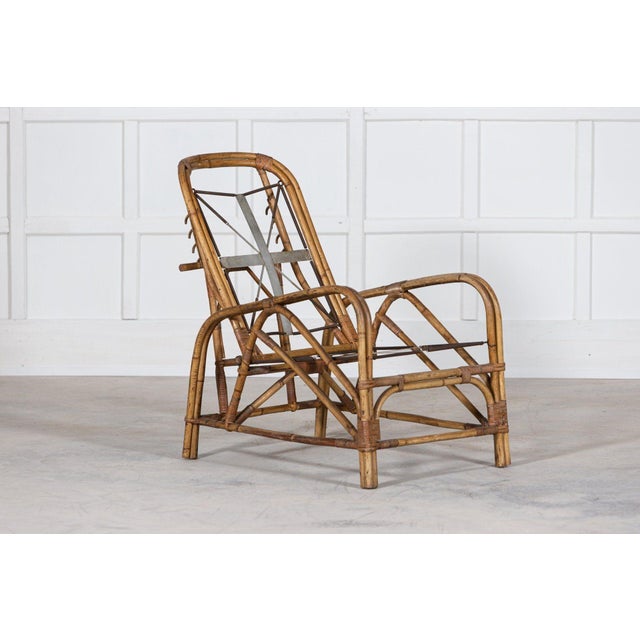 Mid-Century English Bamboo Reclining Armchair, 1950s For Sale - Image 3 of 14