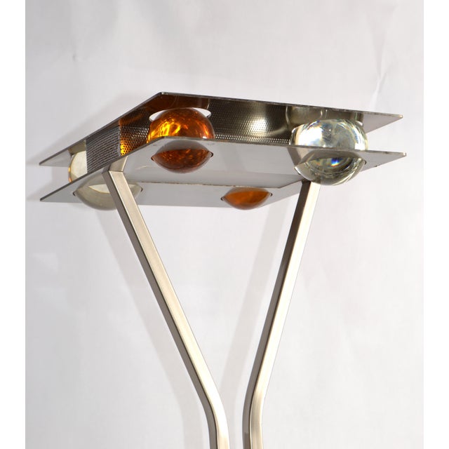 2000 - 2009 Minimalism Sillux Aluminum Murano Blown Circle Art Glass Floor Lamp For Sale - Image 5 of 18