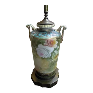 19th century Nippon Moriage Urn Lamp with Roses