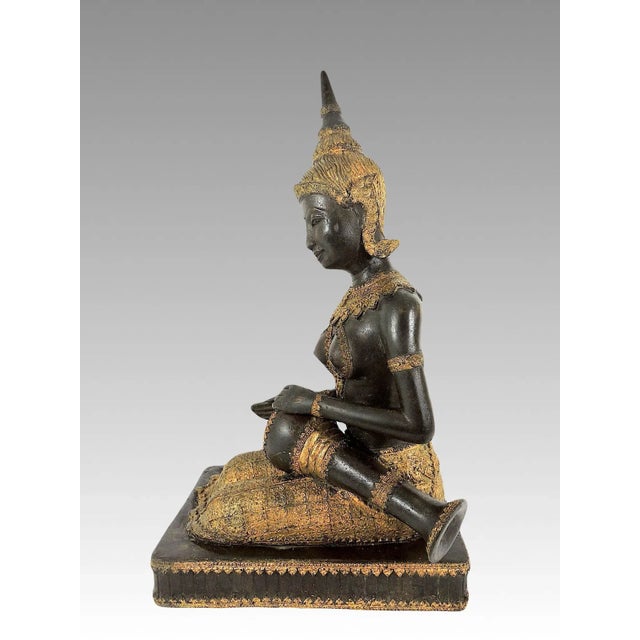 Vintage Thai Bronze & Gilt Female Figure, the Klong Yao Musician Statue / Sculpture For Sale - Image 4 of 13