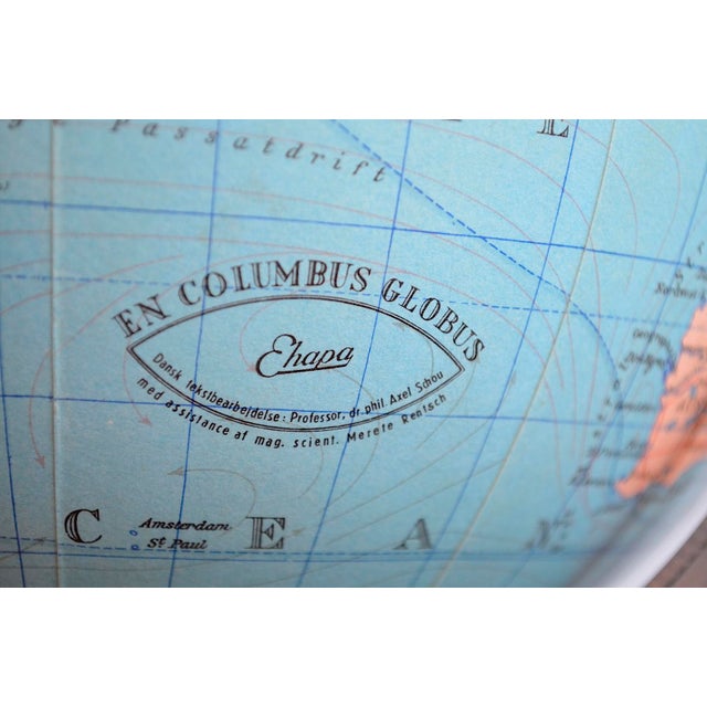 Blue Illuminated Glass Globe from EN Columbus Globus Ehapa, Denmark, 1950s For Sale - Image 8 of 11