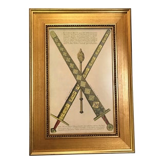 Vintage German Framed Coat of Arms Print For Sale