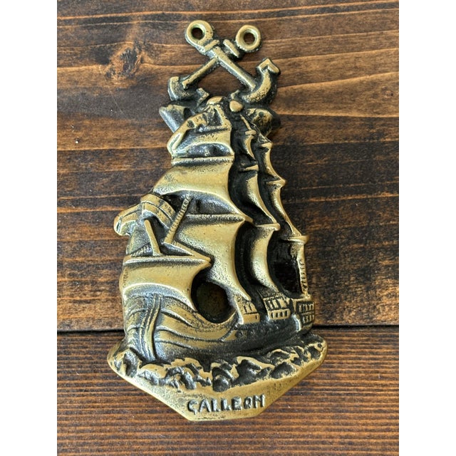 Mid 20th Century Brass Clipper Ship Door Knocker For Sale - Image 5 of 5