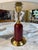 Vintage Red & Brass Table Lamps With Linen Shades - a Pair For Sale - Image 4 of 18