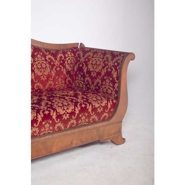Brown Empire French Canape Upholstered in Red Fabric For Sale - Image 8 of 10