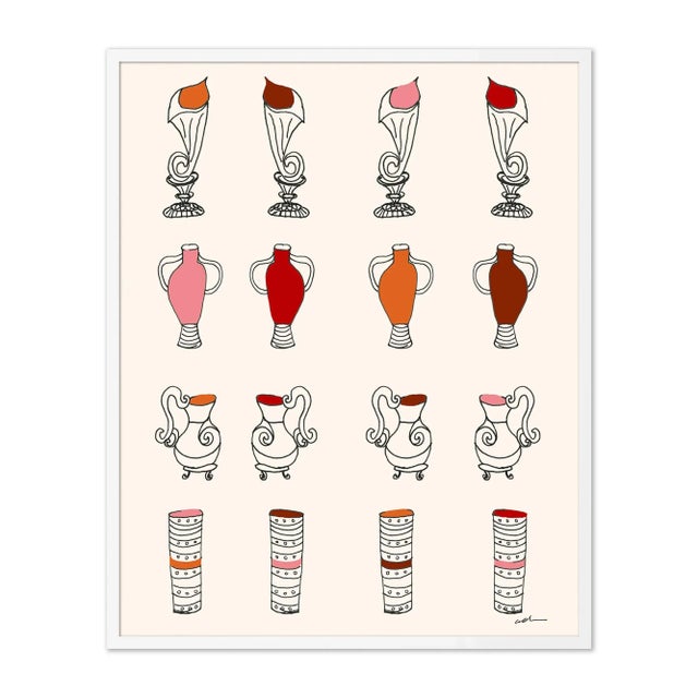 Contemporary Vases Galore by Carly Kuhn in White Frame, Small Art Print For Sale - Image 3 of 3