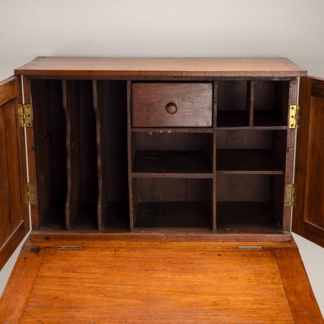 Antique Two Piece Slant Front Secretary Desk With Fitted Interior For Sale - Image 12 of 18