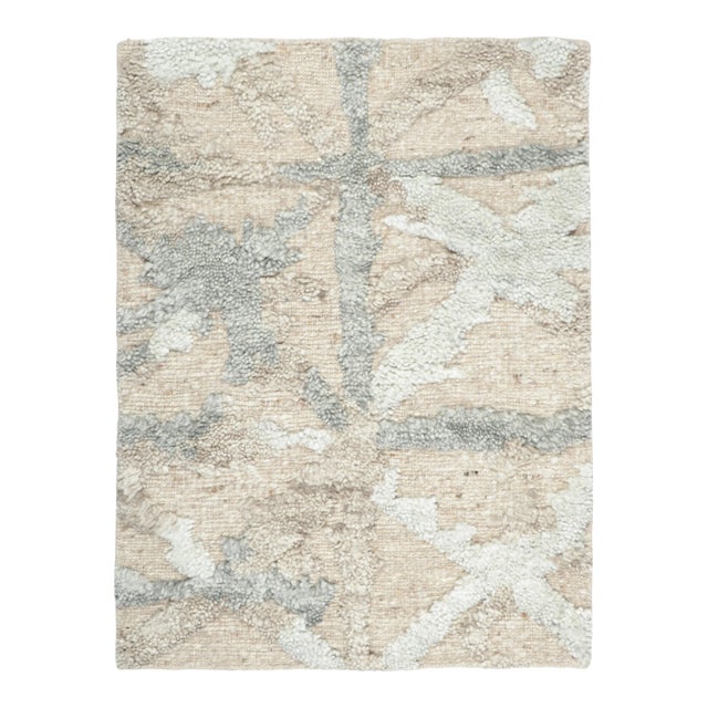 Contemporary Geometric Gift-Sized Wool Rug in Beige & Gray, by Rug & Kilim, India For Sale