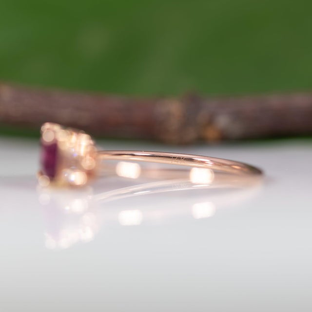 1.2Ct Bi-Color Tourmaline Ring With Earth-Mined Diamond Accents: Solid 14k Gold, Size 6.75 For Sale - Image 9 of 9