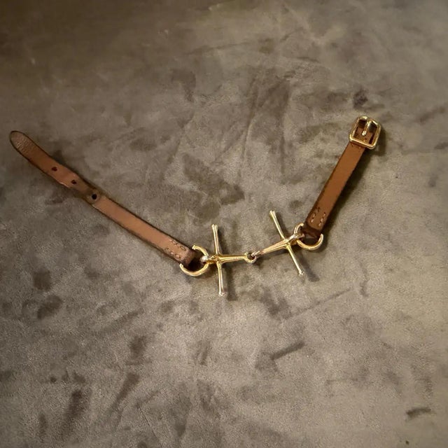 A Vintage Hermes Brown Leather and Gold Plated Equestrian Bracelet For Sale - Image 11 of 12