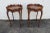 French Early 1900s Carved Inlay Round Side End Tables a Pair 6139 For Sale - Image 17 of 17