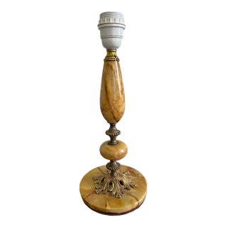 Mid-Century Ornate Italian Onyx and Brass Table Lamp For Sale