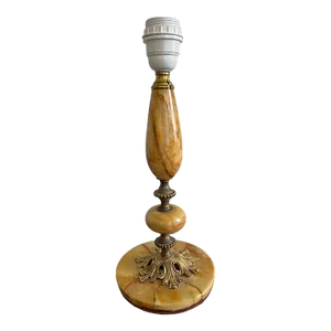 Mid-Century Ornate Italian Onyx and Brass Table Lamp