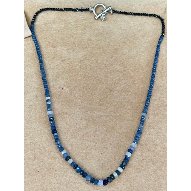 50 Carat Natural Sapphire Bead Single Strand Necklace with Diamond in 14 Kw Gold For Sale In New York - Image 6 of 18