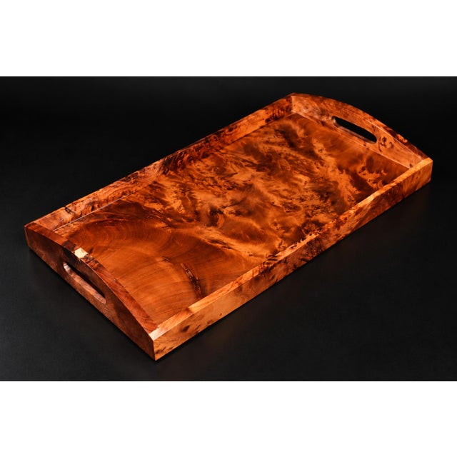 Wood Frgrant Solid Thuya Wood Tray Large Rare Unique For Sale - Image 7 of 12