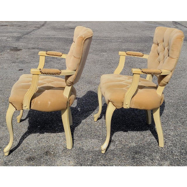 1960s Mid-Century Modern Conversation Set With 2 Tufted Arm Chairs and Painted Table For Sale - Image 11 of 14
