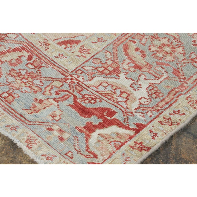 1920s Antique Persian Heriz Rug in Red and Teal Floral Design - Rug & Kilim For Sale - Image 5 of 7