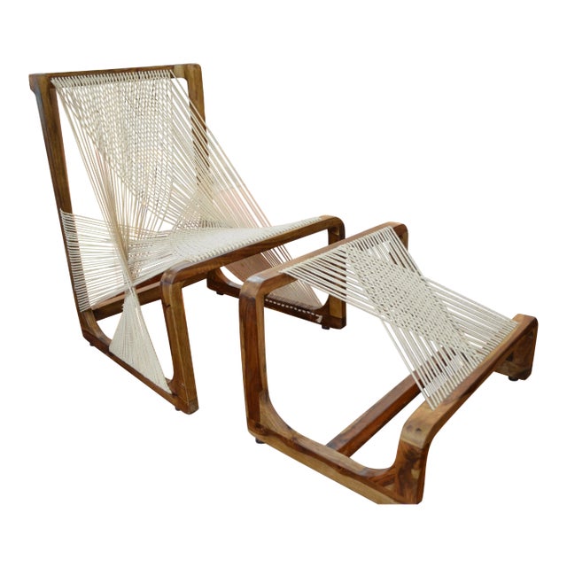 Asa Karner for Alvi Design Swedish Modernism Design Silk Thread Chair With Ottoman For Sale