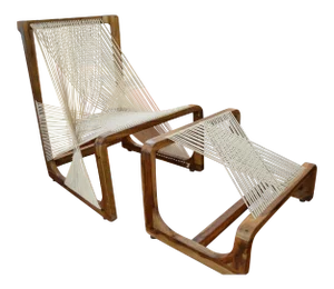 Asa Karner for Alvi Design Swedish Modernism Design Silk Thread Chair With Ottoman
