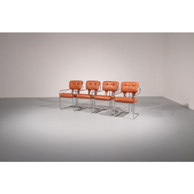 1970s Italian Tucroma Chairs by Guido Faleschini for i4 Mariani, 1970s, Set of 4 For Sale - Image 5 of 14